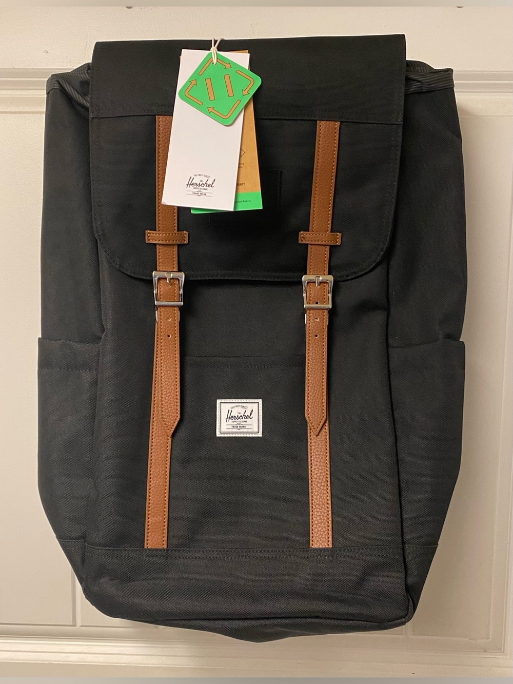 Herschel Retreat Backpack Black New With Tags Laptop Bag Custom Epic Patch Swag